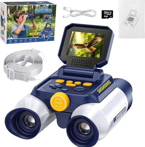 VisionX Kids binoculars with Night Vision Camera, 48MP FHD Digital Binoculars with 2.4" IPS Screen & 8GB SD Card, STEM Outdoor Adventure Toys with 20 Games, Birthday Gifts for 4-12 Year Old Boys Girls in Saudi Arabia