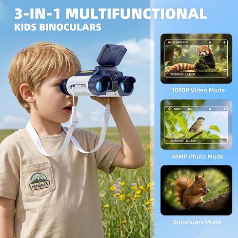 VisionX Kids binoculars with Night Vision Camera, 48MP FHD Digital Binoculars with 2.4" IPS Screen & 8GB SD Card, STEM Outdoor Adventure Toys with 20 Games, Birthday Gifts for 4-12 Year Old Boys Girls in Saudi Arabia