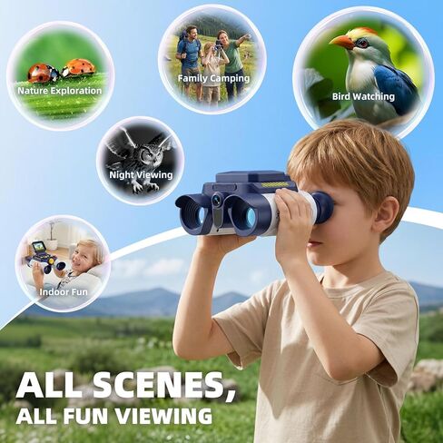 VisionX Kids binoculars with Night Vision Camera, 48MP FHD Digital Binoculars with 2.4" IPS Screen & 8GB SD Card, STEM Outdoor Adventure Toys with 20 Games, Birthday Gifts for 4-12 Year Old Boys Girls in Saudi Arabia