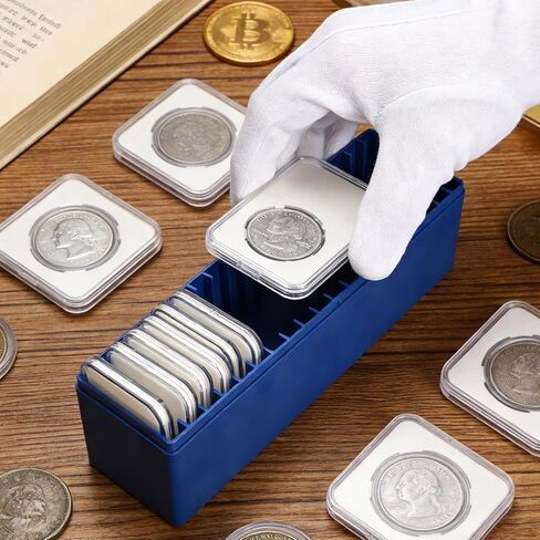 6 Pack Coin Slab Storage Box, Plastic 20 Slot Holder Case for Graded Coins - Collector Storage Supplies (Blue) in Saudi Arabia