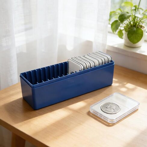 6 Pack Coin Slab Storage Box, Plastic 20 Slot Holder Case for Graded Coins - Collector Storage Supplies (Blue) in Saudi Arabia