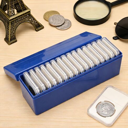 6 Pack Coin Slab Storage Box, Plastic 20 Slot Holder Case for Graded Coins - Collector Storage Supplies (Blue) in Saudi Arabia