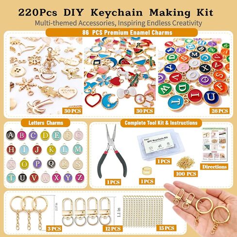 مجموعة صنع سلسلة المفاتيح DIY من Kupor - حليات المينا الذهبية المتنوعة، صندوق تخزين، تعليمات، صنع سريع لمدة 30 دقيقة، حليات الحقائب وسلسلة المفاتيح، صديقة للبيئة، لمحبي الحرف اليدوية، هدية مثالية لأي مهرجان in Kuwait