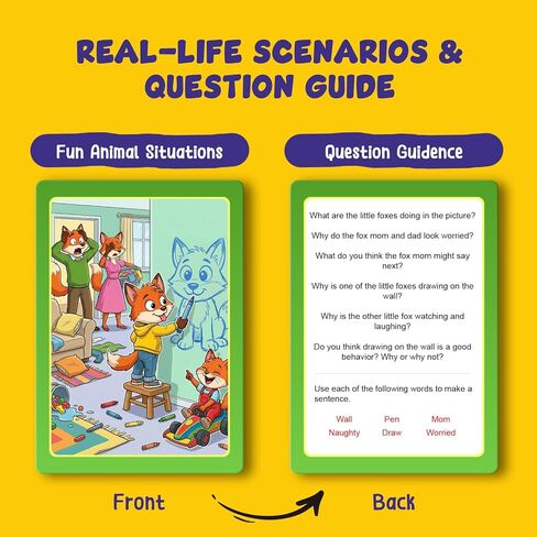 Scene Conversation Cards with Questions & Sight Words of Who What Where Why & How,Social Skills,Emotional Intelligence,Critical Thinking,Sight Words Learning Game for Kids,Speech Therapy Materials in Saudi Arabia