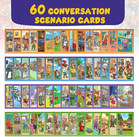 Scene Conversation Cards with Questions & Sight Words of Who What Where Why & How,Social Skills,Emotional Intelligence,Critical Thinking,Sight Words Learning Game for Kids,Speech Therapy Materials in Saudi Arabia