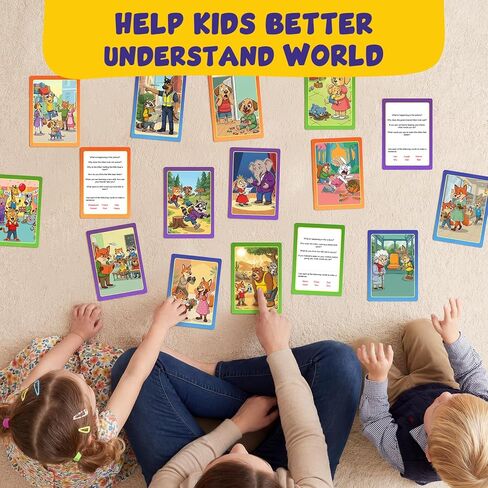 Scene Conversation Cards with Questions & Sight Words of Who What Where Why & How,Social Skills,Emotional Intelligence,Critical Thinking,Sight Words Learning Game for Kids,Speech Therapy Materials in Saudi Arabia