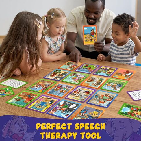 Scene Conversation Cards with Questions & Sight Words of Who What Where Why & How,Social Skills,Emotional Intelligence,Critical Thinking,Sight Words Learning Game for Kids,Speech Therapy Materials in Saudi Arabia