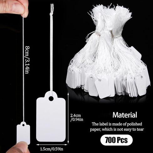 Pengxiaomei 700Pcs White Jewelry Price Tags with String for Easter Gifts Clothing Craft Tags in Saudi Arabia