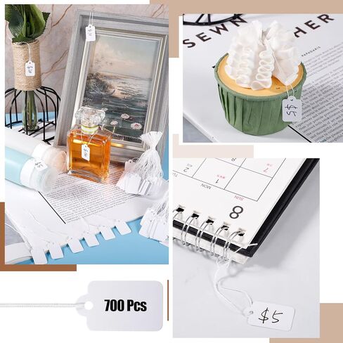 Pengxiaomei 700Pcs White Jewelry Price Tags with String for Easter Gifts Clothing Craft Tags in Saudi Arabia