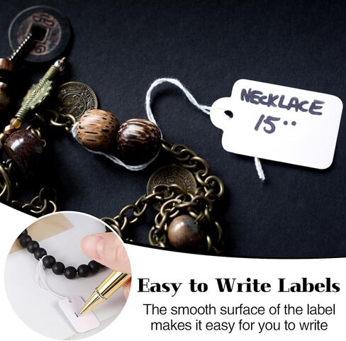 Pengxiaomei 700Pcs White Jewelry Price Tags with String for Easter Gifts Clothing Craft Tags in Saudi Arabia