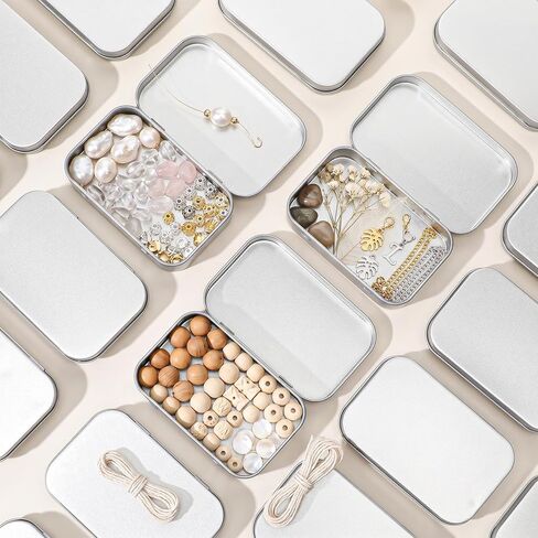 50 Pack Metal Empty Hinged Tins, 3.74x2.36x0.86 Inch Silver Mini Tin Box Bulk Small Empty Rectangular Metal Tins with Lids, Portable Organizer Containers for Storage Mint Candy Pins Jewelry Crafts in Kuwait
