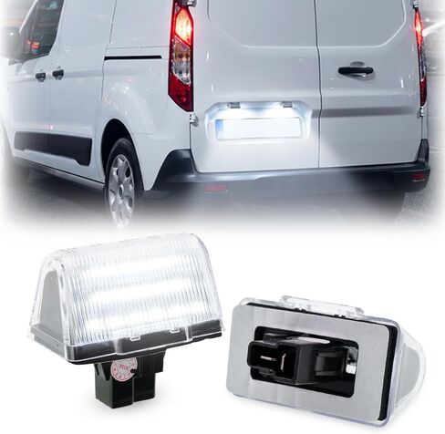2 PCS LED License Plate Light for F‘ord Transit Connect Cargo Van XL/XLT SWB LWB 2014 2015 2016 2017 2018 2019 2020 2021 2022 2023 White Rear Registration Number Tag Lamp Only for Hinged Rear Doors in Saudi Arabia