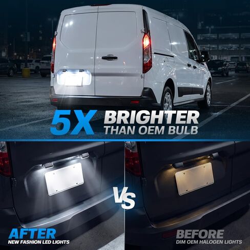 2 PCS LED License Plate Light for F‘ord Transit Connect Cargo Van XL/XLT SWB LWB 2014 2015 2016 2017 2018 2019 2020 2021 2022 2023 White Rear Registration Number Tag Lamp Only for Hinged Rear Doors in Saudi Arabia