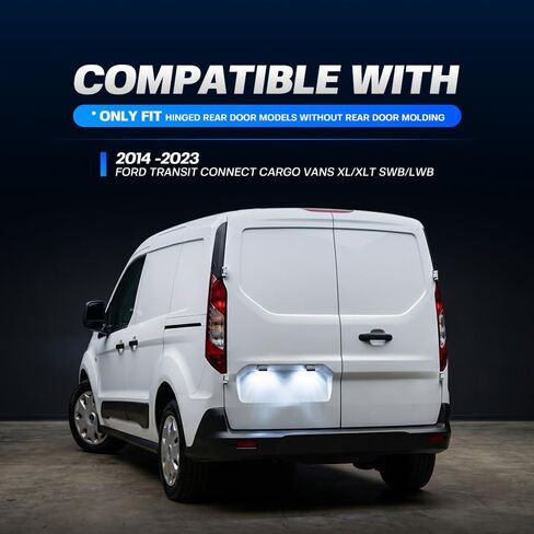 2 PCS LED License Plate Light for F‘ord Transit Connect Cargo Van XL/XLT SWB LWB 2014 2015 2016 2017 2018 2019 2020 2021 2022 2023 White Rear Registration Number Tag Lamp Only for Hinged Rear Doors in Saudi Arabia