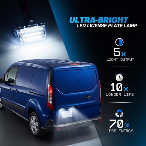 2 PCS LED License Plate Light for F‘ord Transit Connect Cargo Van XL/XLT SWB LWB 2014 2015 2016 2017 2018 2019 2020 2021 2022 2023 White Rear Registration Number Tag Lamp Only for Hinged Rear Doors in Saudi Arabia