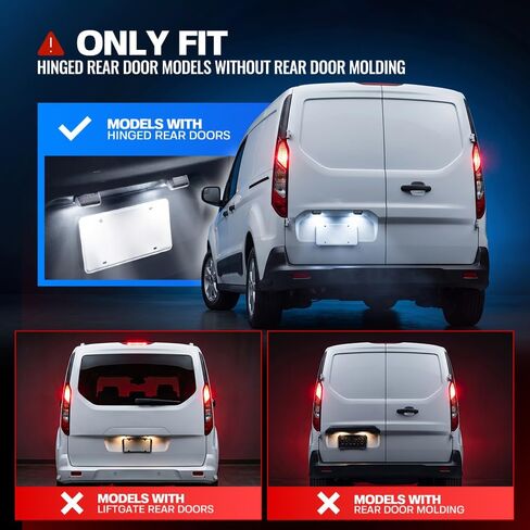 2 PCS LED License Plate Light for F‘ord Transit Connect Cargo Van XL/XLT SWB LWB 2014 2015 2016 2017 2018 2019 2020 2021 2022 2023 White Rear Registration Number Tag Lamp Only for Hinged Rear Doors in Saudi Arabia