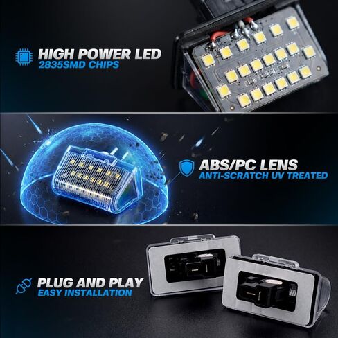 2 PCS LED License Plate Light for F‘ord Transit Connect Cargo Van XL/XLT SWB LWB 2014 2015 2016 2017 2018 2019 2020 2021 2022 2023 White Rear Registration Number Tag Lamp Only for Hinged Rear Doors in Saudi Arabia