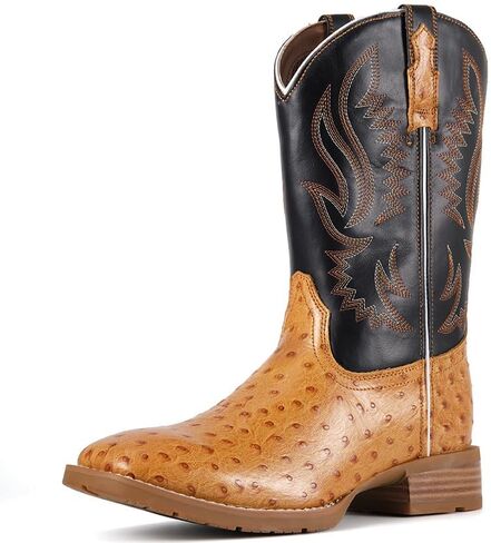 SUREWAY Caiman Cowboy Boots For Men - Mens Square Toe Western Boot, Oil/Slip Resistant,Durable Fashionable Classic Pull on 10 Inch Wellington Boots - Soft Toe Work Boots in Saudi Arabia