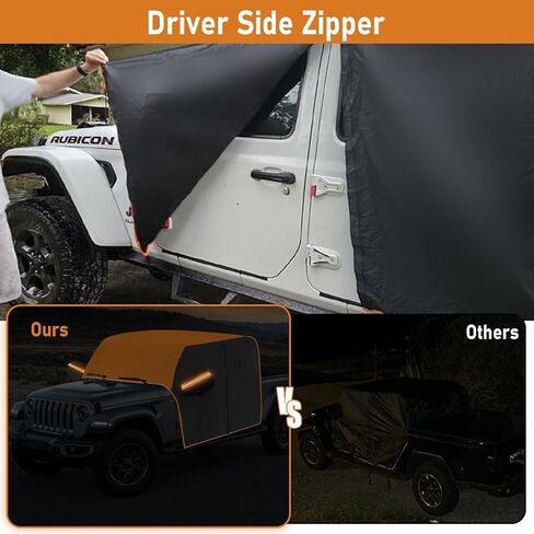 JOJOCY Gladiator Cab Cover 600D، غطاء مطر مقاوم للماء لـ Gladiator JT 2020-2024 غطاء نصف سقف برتقالي لجميع الأحوال الجوية مع 8 خطافات عاصفة تحمي جميع الفصول من الرياح والأمطار والثلج والبرد والشمس in Kuwait