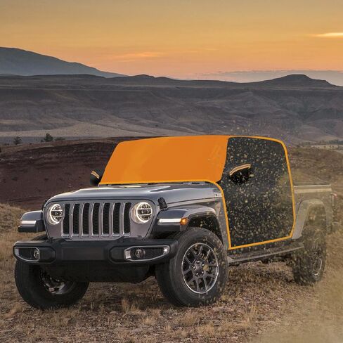 JOJOCY Gladiator Cab Cover 600D، غطاء مطر مقاوم للماء لـ Gladiator JT 2020-2024 غطاء نصف سقف برتقالي لجميع الأحوال الجوية مع 8 خطافات عاصفة تحمي جميع الفصول من الرياح والأمطار والثلج والبرد والشمس in Kuwait