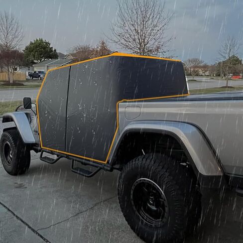 JOJOCY Gladiator Cab Cover 600D، غطاء مطر مقاوم للماء لـ Gladiator JT 2020-2024 غطاء نصف سقف برتقالي لجميع الأحوال الجوية مع 8 خطافات عاصفة تحمي جميع الفصول من الرياح والأمطار والثلج والبرد والشمس in Kuwait
