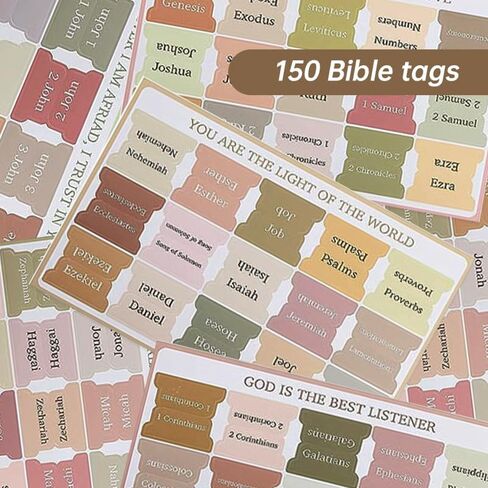 150 Laminated Bible Tabs, Large Print, Resettable Bible Index Tabs, Boho Bible Study Accessories in Kuwait