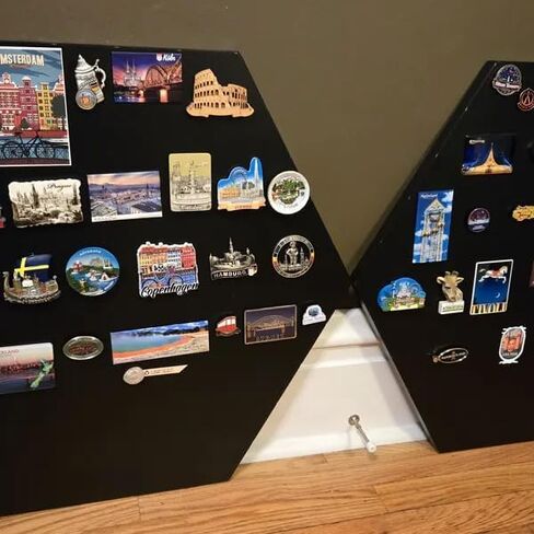 Hexagon Magnetic Display Board, Modern Metal Wall Art for Photos&Notes Rustic Fridge Magnet Holder Travel Memory Showcase Collect Decorations in Saudi Arabia