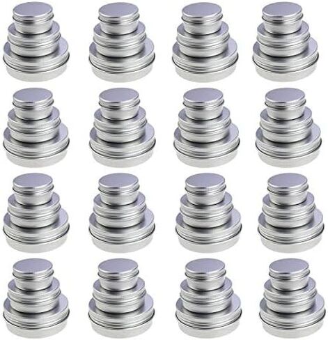 48 Pieces Round Aluminum Cans Screw Lid Metal Tins Jars Empty Slip Slide Containers (Mixed Sizes) in Saudi Arabia