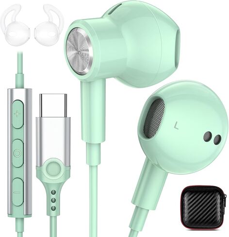 USB C Headphones Earbuds for iPhone 15 Plus iPad, Magnetic Wired Type C Earphone with Microphone for Android Samsung Galaxy S24 S23 S22 S21 FE S20 Note 20 Google Pixel 9 8 7 Pro 8A 6A 6 OnePlus Mint in Kuwait