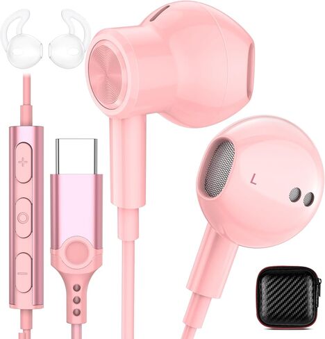 سماعات رأس USB C لهاتف Samsung S24 Plus iPhone 15 Pro Max، سماعات أذن DAC من النوع C مع ميكروفون للتحكم في مستوى الصوت، سماعات أذن سلكية مغناطيسية لنظام Android Galaxy S23 Ultra S22 S21 FE Google Pixel 8 7 6A in Saudi Arabia