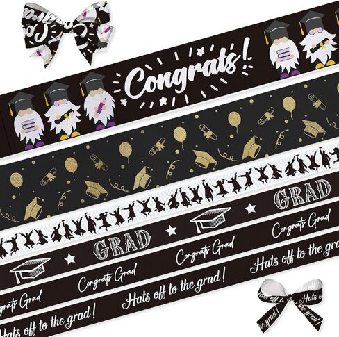 Threetols 4 Rolls 20 Yards Graduation Ribbons, 3/8" Graduation Hat Star Grosgrain Ribbons Blue Congratulation Class of 2026 Ribbon Wrapping Craft Ribbon for School Decor and Theme Party Decorations in Kuwait