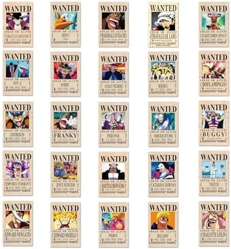 100Pcs for One Piece Wanted Poster Stickers, Cute Vinyl Waterproof Pirate Manga Sticker for Notebook, Water Bottles, Laptop, Skateboards, Luggage, Phone Suitcase, Guitar. in Saudi Arabia