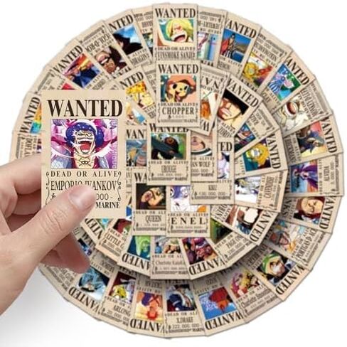 100Pcs for One Piece Wanted Poster Stickers, Cute Vinyl Waterproof Pirate Manga Sticker for Notebook, Water Bottles, Laptop, Skateboards, Luggage, Phone Suitcase, Guitar. in Saudi Arabia
