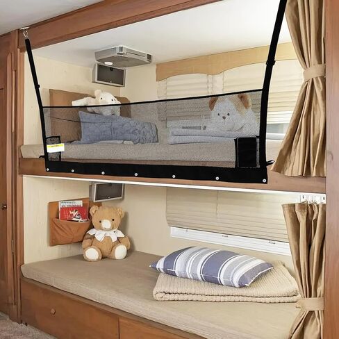 49" x 18" RV Bunk Bed Safety Net for Bunk Beds with Hardwares | Adjustable Bunk Bed Netting for Camper, RV, Motor Home, Trailer, Fifth Wheels | RV Bedding Accessories Mesh Barrier for Bunks in Saudi Arabia