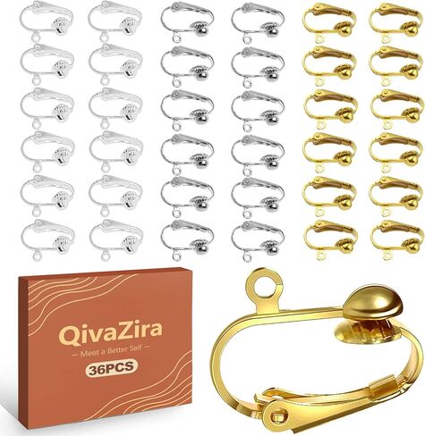 30 Pcs Clip on Earring Converter Set with Silicone Comfort Pads for Non Pierced Ears Easy Open Loop to Change Pierced Earrings to Clips Components for DIY Making Silver and Gold Finish in Kuwait
