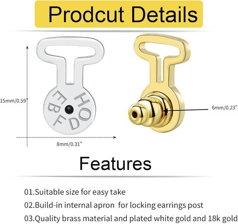 Earring Lifter Backs, EBFDOH T Shape Earring Backs for Droopy Ears Large Earring Backings for Heavy Earrings Big Support Backers for Studs Large Earing Backs,Mixed Color in Kuwait