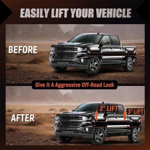 3" Front + 3" Rear Full Leveling Lift kit for 2007-2024 Silverado 1500 Sierra 1500 2WD/4WD with 2-4" Rear shock extension in Saudi Arabia