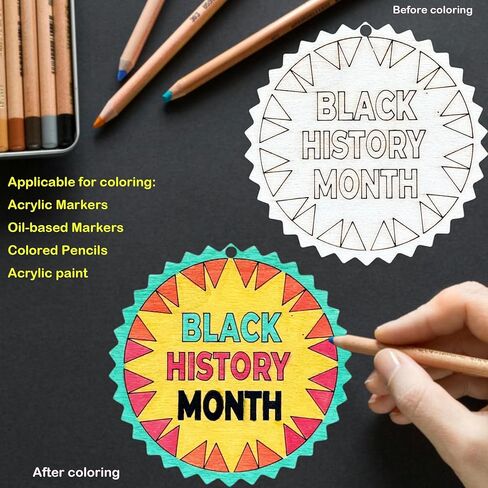 Juneteenth التاريخ الأسود سلاسل المفاتيح الفنية الخشبية الزينة، DIY فارغة Juneteenth موضوع Keychian لوازم الحفلات تفضل، يوم الحرية عطلة سلاسل خشبية Pedants، مجموعة من 24 التهم in Kuwait