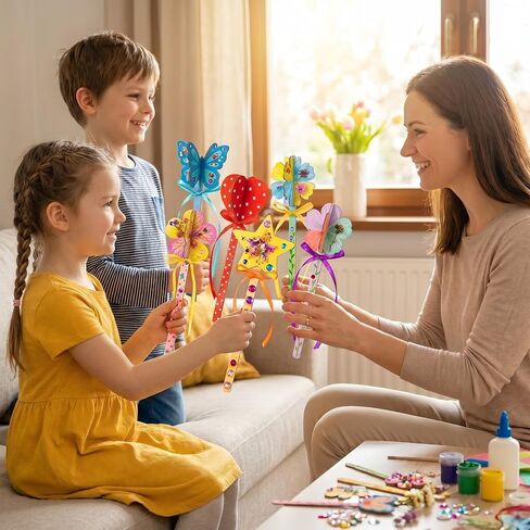 DoubleFill 16 Set DIY Wood Flowers Plant Stakes 3D Paintable Wooden Butterfly Cutouts Spring Flower Pot Unfinished Wood Ornament Fairy Wands Crafts for Painting Gift in Saudi Arabia