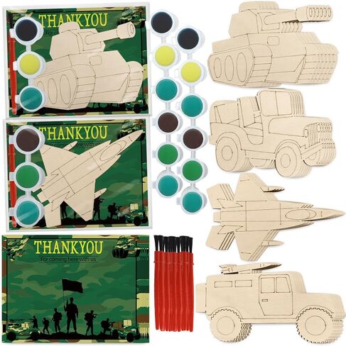 Army Party Favors 24 Pcs Camo Wooden Painting Kits Camo Birthday Party Decorations Camo Military Party Favors Thank You Gifts Army Military Birthday Party Decorations in Saudi Arabia