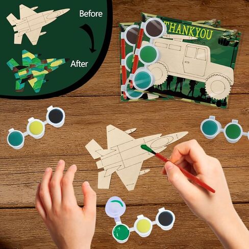 Army Party Favors 24 Pcs Camo Wooden Painting Kits Camo Birthday Party Decorations Camo Military Party Favors Thank You Gifts Army Military Birthday Party Decorations in Saudi Arabia