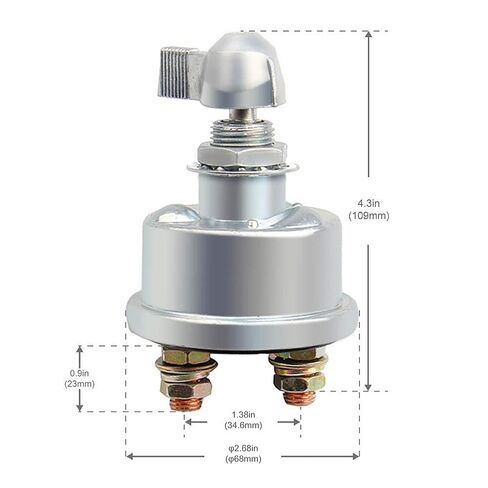 6276 PV 1 Pack Post 12v RV High Current Battery Disconnect Kill Switch للشاحنة والقارب والشاحنة، ضمان لمدة عامين، فضي، الموديل: 6276 RV PV Battery Disconnect Switch 12V in Kuwait
