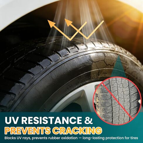Tire Shine Spray 7oz – Oil Based Dressing for Wet Look & UV Protection – Restores Black on Tires, Rubber Trims & Bumpers – Long Lasting, Non-Sticky – Includes Sponge & Gloves in Saudi Arabia