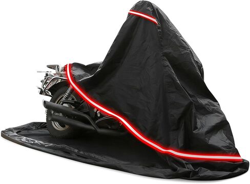Full Enclosed Motorcycle Cover - Waterproof for Outdoor & Indoor Storage,Heavy 600D Duty with Reflective Strips,Fits Scooters & Touring Motorcycles up to Length96.5" x 45" x 53"Black in Saudi Arabia