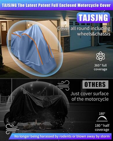 Full Enclosed Large Motorcycle Cover Waterproof Outdoor/Indoor Storage Waterproof Motorcycle Cover Heavy Duty with Reflective Strips Fits Motorcycles Length up to 118" with Side+Top Box in Saudi Arabia