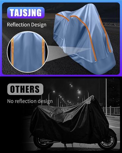Full Enclosed Large Motorcycle Cover Waterproof Outdoor/Indoor Storage Waterproof Motorcycle Cover Heavy Duty with Reflective Strips Fits Motorcycles Length up to 118" with Side+Top Box in Saudi Arabia