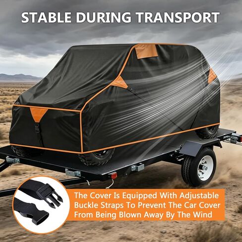 غطاء UTV قابل للمقطورة يناسب Polaris Ranger Crew أو Can-Am Defender MAX وCFMOTO Uforce 1000XL، غطاء UTV قابل للمقطورة للمركبات ذات 4-6 مقاعد مع أشرطة مقاومة للرياح وقاع مرن in Kuwait