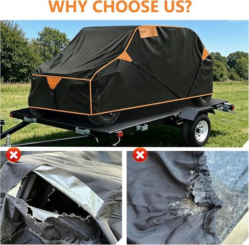غطاء UTV قابل للمقطورة يناسب Polaris Ranger Crew أو Can-Am Defender MAX وCFMOTO Uforce 1000XL، غطاء UTV قابل للمقطورة للمركبات ذات 4-6 مقاعد مع أشرطة مقاومة للرياح وقاع مرن in Kuwait