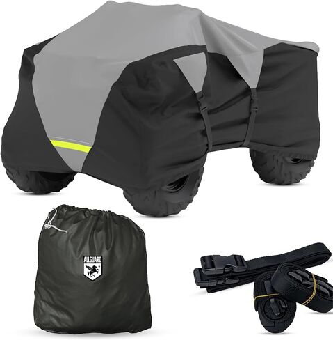 AllGuard Weatherproof Max ATV Cover, Heavy Duty 600D Marine Grade Polyester, Protects from Rain, Snow, Sun, UV & More - Gray/Black (Large - Fits Length: 86" to 96") in Saudi Arabia