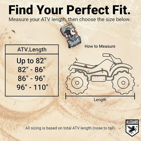 AllGuard Weatherproof Max ATV Cover, Heavy Duty 600D Marine Grade Polyester, Protects from Rain, Snow, Sun, UV & More - Gray/Black (Large - Fits Length: 86" to 96") in Saudi Arabia